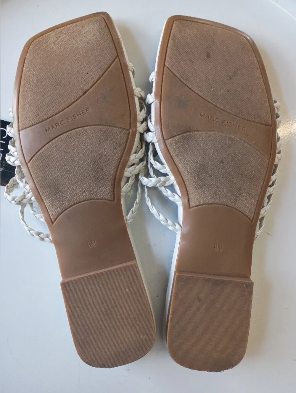 Woven Slide Sandal with Gold Accent - White